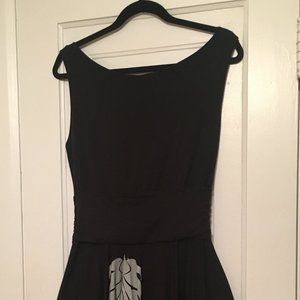 Black Bamboo Jersey Lilikoi dress with handprinted, full skirt